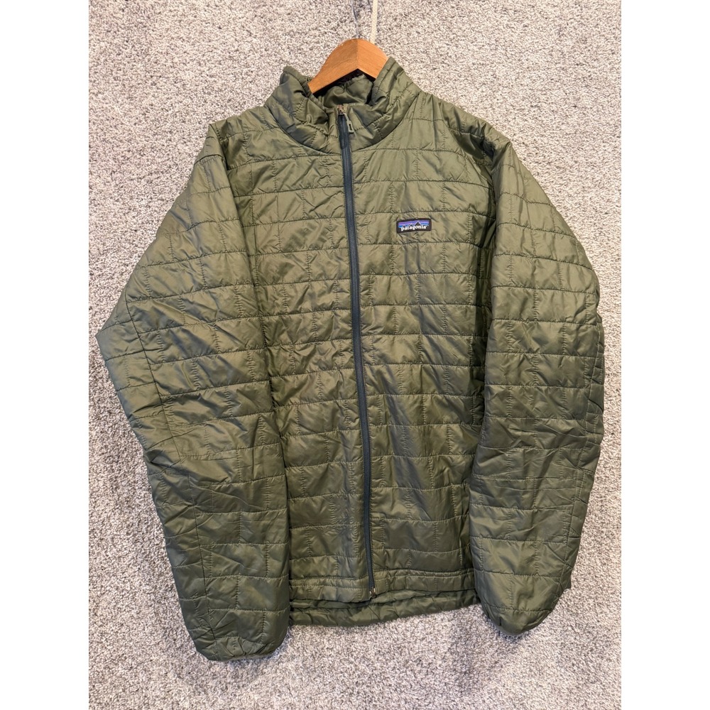 Patagonia Jacket Mens L Green Nano Puff Puffer Insulated PrimaLoft Quilted Zip
